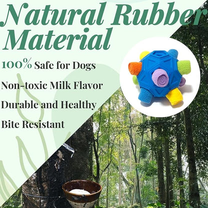 Snuffle Ball for Dog Toys Unbreakable Upgrade Ball Interactive Toy Foraging Snuffle Mat Puppy Treat Dispenser Slow Feeder Dog Puzzle Toys for Small, Medium, Large Pets (Blue Rainbow New)