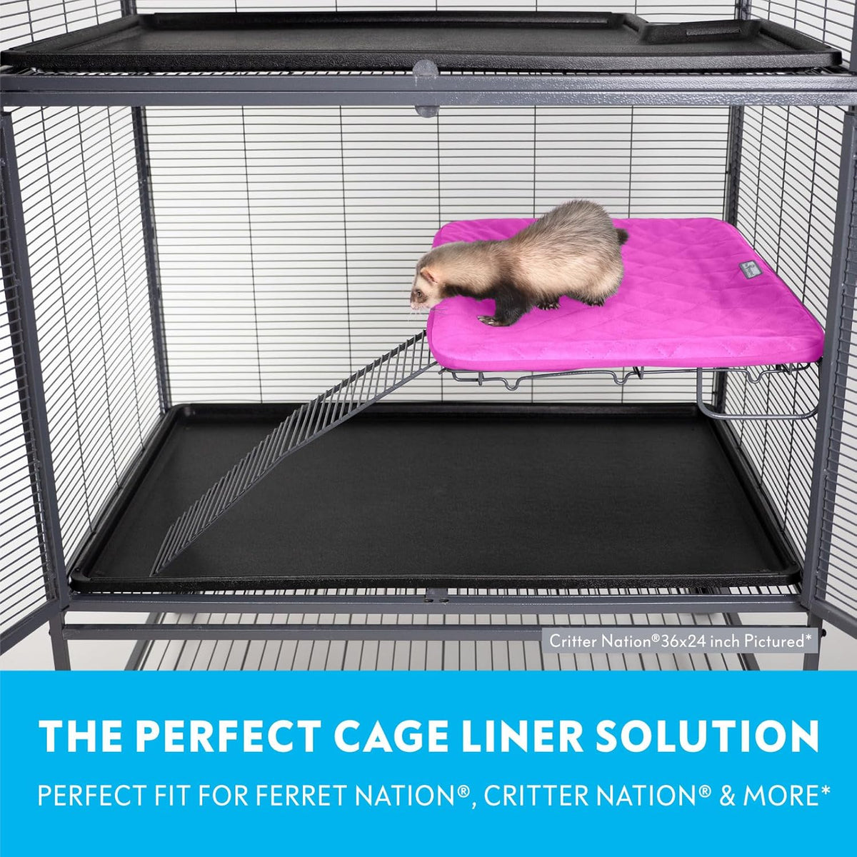 Paw Inspired Fitted Fleece Liner for Ferret Nation, Critter Nation Cage for Ferrets, Rats, Chinchillas, Hedgehogs & Other Small Animals (Pink, Shelf Liner)