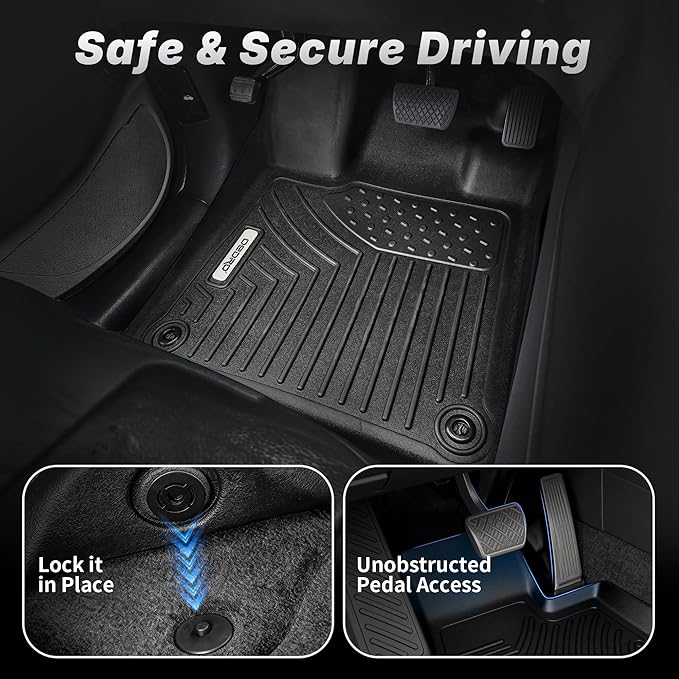 OEDRO Floor Mats Fit for Ford Expedition/Expedition Max 2025-2018 with 2nd Row Bench Seat,All Weather Expedition Car Mat Includes 1st and 2nd 3rd Row Floor Liners, Black