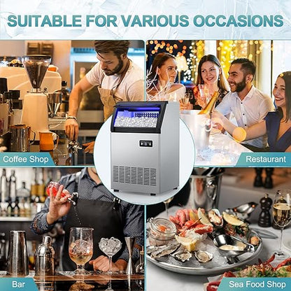 Commercial Ice Maker Machine 250 Lbs/24H, 35 Lbs Ice Bin, Undercounter Ice