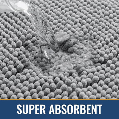 Arotive Bathroom Rugs 24x16, Extra Soft Absorbent Shaggy Chenille Bath Rugs, Machine Washable Rubber Backing Non-Slip Bath Mats for Bathroom Floor Tub and Shower, Home Decor Accessories, Light Grey