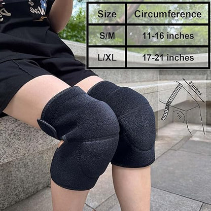 Knee pads for Men, Women Knee Pad for Gardening Kneeling Work, Flooring Kneepads with Soft Thick Foam Cushion for Weeding, Cleaning, Mechanic Knee Protector with Adjustable Strap, Black L (1 Pair)