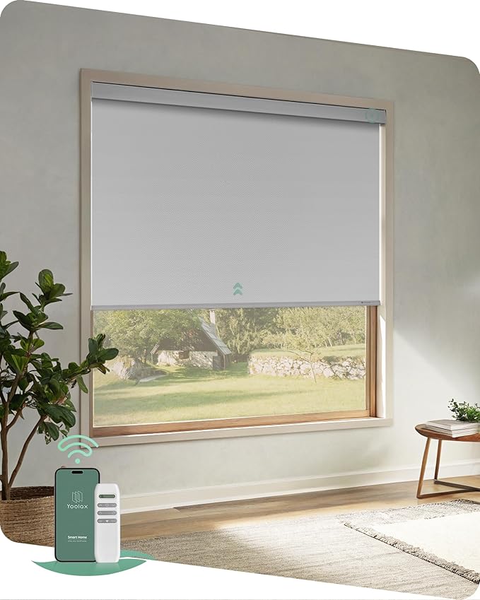 Yoolax Motorized Blinds with Remote, Automatic Roller Shades Cordless Electric