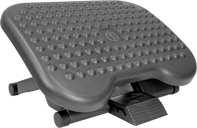 Mount-It! Ergonomic Under Desk Footrest with 3 Height Levels |Height Adjustable Tilting Foot Stool | Home Office Footrest with Massage Surface for Improved Circulation (MI-7801)