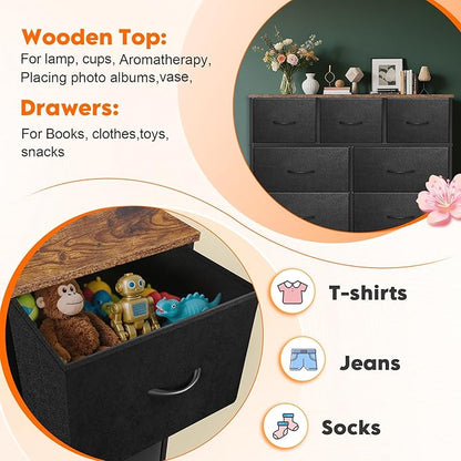 Dresser for Bedroom with 7 Drawers, Chest of Drawers, Storage Drawers Organizer