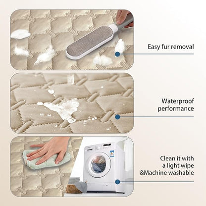 gogobunny 3X Stronger Waterproof Pet Blanket, Scratch Proof Furniture Protector for Dogs Cats, Reversible Cover 30x80 Inch, Dark Beige