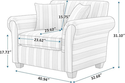 VANOMi 40" W Oversized Accent Chair, Oversized Reading Chair for Living Room, Comfy Reading Nook Chairs for Bedroom, Upholstered Large Chair Armchair Single Sofa for Small Space (Gray Stripe)