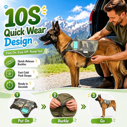 Dog Cooling Vest Harness UV Reflective Camouflage