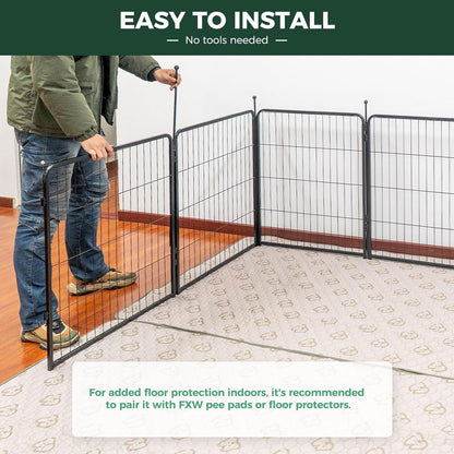 FXW Rollick Unleashed Dog Playpen for Indoor, Yard, RV Camping, 50 inch 32 Panels for Large Dogs, Black│Patented