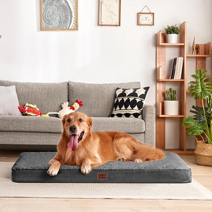 EHEYCIGA Orthopedic Dog Bed with Removable Washable Cover, Grey, 30x20 | Egg Crate Foam Support, Durable Oxford fabric, Non-Slip Bottom, Machine Washable, Soft Waterproof Plush Pet Bed Mat For Crate