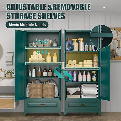 75" Tall Metal Storage Cabinet, Kitchen Pantry Storage Cabinets