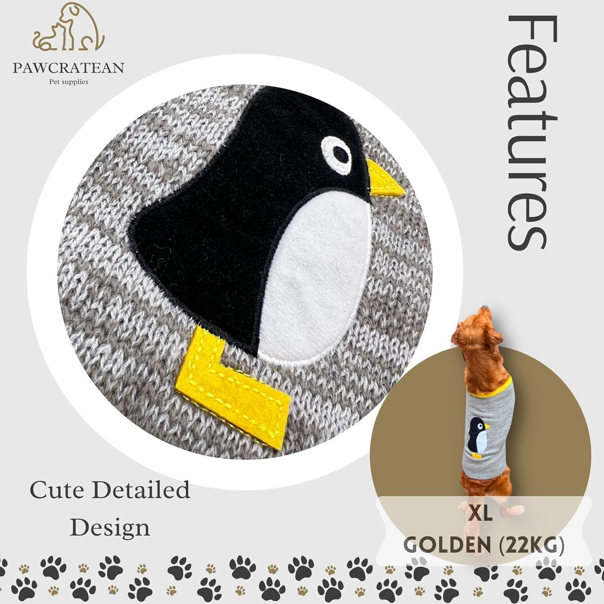 Cute Sweater for Dogs and Cats Soft Flannel Pet Outfit Warm and Cozy Animal Hoodie Small to Large Pet Clothes for Halloween Parties and Everyday Wear (Small, Grey Pinguin)