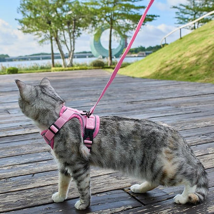 Cat Harness and Leash Set Escape Proof Tactical Small Kitten Harness Emotional Support Cat Vest, Pink, S