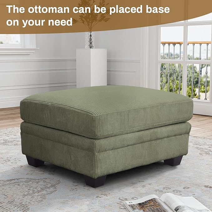 Legend Vansen Oversized Modular Sectional Sofa,8 Seat U Shaped Couch with Ottoman,Corduroy Sofa with Deep Seat,Convertible Large Sectional Couches for Living Room(Olive, U-8)