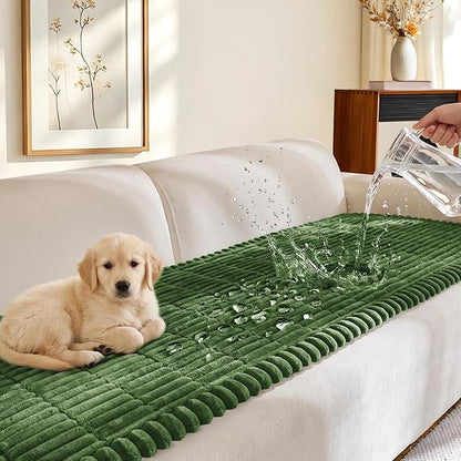 FUANGUI Waterproof Couch Cover Sofa Cover for Dogs and Pets Sofa Protector | Non-Slip Washable Fuzzy Soft Cat Bed Sofa Slipcover for 2-3 Cushion Couch Sofa Pet Friendly, Dark Green, 27.6" x 59.1", 1 pcs