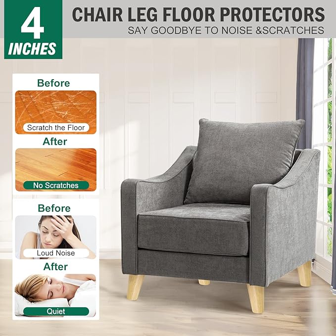 FoDau770 Rubber Wood Furniture Legs 4 Inches, Slant Tapered Wood Feet Mid Century Sofa Legs Set of 4, 5/16" UNC Furniture Feet Replacement Parts for Cabinet Couch Dresser Chair Ottoman Table