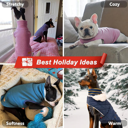 KYEESE 2Pack Dog Sweater Turtleneck Pet Clothes Warm Dogs Coats Stretchy Large Dog Sweaters for Medium Dogs Boy Pullover Pet Sweatshirt