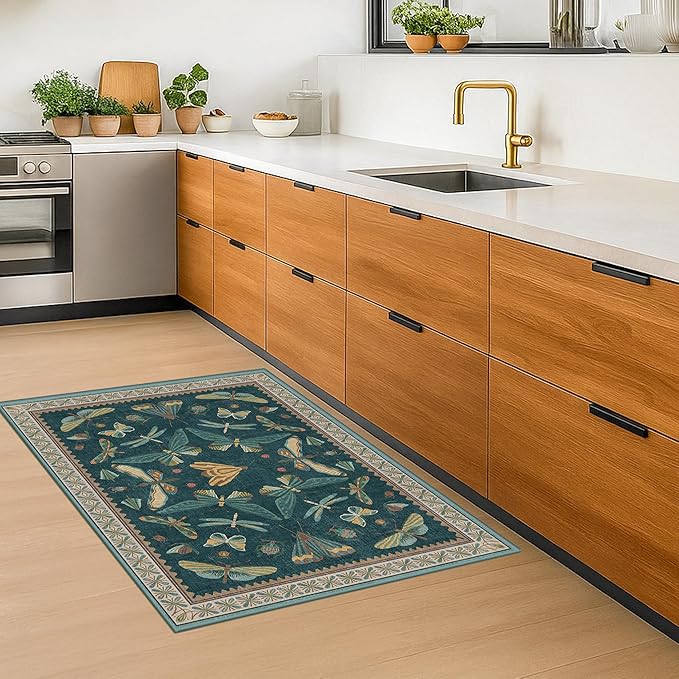 Washable Entry Rugs for Inside House - Non Slip 2x3 Small Rugs for Entryway, Kitchen, Powder Room, Stain & Fade Resistant, Teal Green