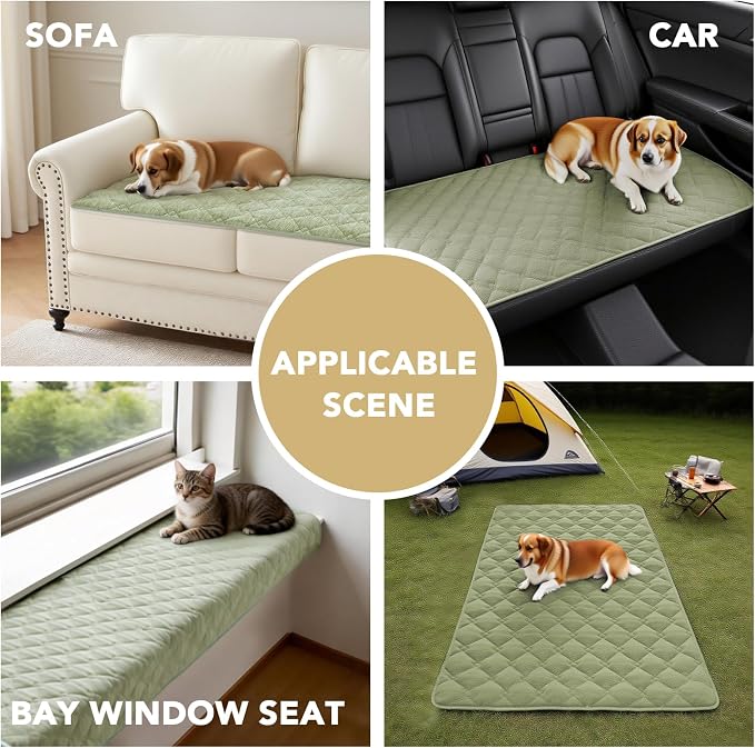 H.VERSAILTEX Chenille Couch Cover for Dogs Washable Soft Fuzzy Love Seat Cover Sectional Sofa Cover Thick Pet Couch Cover Protector Non-Slip Dog Bed Cover(Tender Green, 28" x 67")