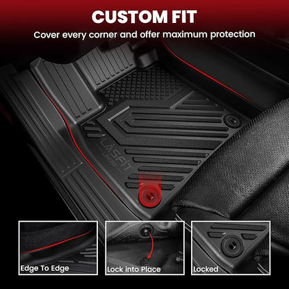 LASFIT Floor Mats and Cargo Liner for Ford Edge 2015-2024 All Weather Protector TPE Car Liners Custom Fit Vehicle Accessories, 1st & 2nd & Trunk Mat Combo Set, 4pcs Black