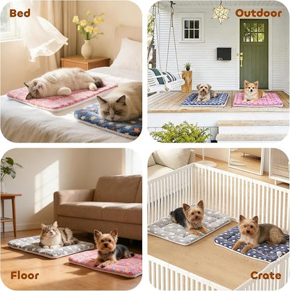 Mora Pets Cat Bed Dog Crate Pad Ultra Soft Pet Bed with Cute Star Print Washable Reversible for Small Dogs 14 x 17.5 inch 2 Pack Dark Blue