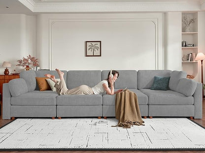 CUGOAO 83.5'' Oversized Loveseat, Couches for Living Room, Deep Seat Chenille Cloud Couch, Modular Sectional Sofa, Removable Cover, Mordern Upholstered Sofa for Apartment, Office, Grey