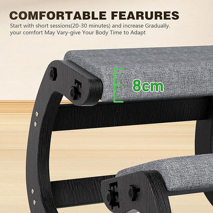 TinyHaven Ergonomic Kneeling Chair with Wooden Frame - Adjustable Height Office Chair with Soft Padding for Back Pain Relief, Posture Correcting Home & Office Desk Chair Black
