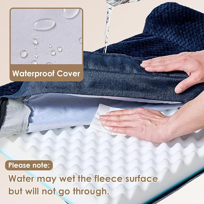 EHEYCIGA Large Dog Bed Memory Foam for Crate, Orthopedic Dog Bed Large Size Dogs with Washable Removable Cover, Waterproof Pet Sofa Couch with Nonskid Bottom, 35x22x6, Navy Blue | Small Dog Sofa with Washable Removable Cover, Waterproof Pet Couch for C...