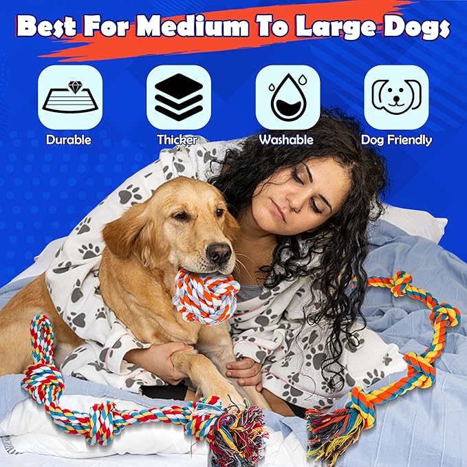 Dog Rope Toys for Large/Medium Dogs, Nearly Indestructible Dog Toys Set With Eight Legs Ball for Aggressive Chewers,Full of Attractiveness, Heavy Duty Natural Cotton Rope Chew toy, Tug Toy 9 Pack