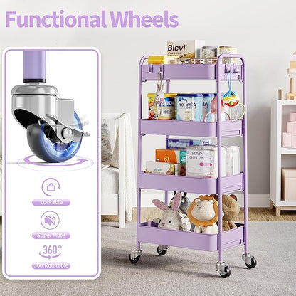 TOOLF 4-Tier Metal Rolling Cart