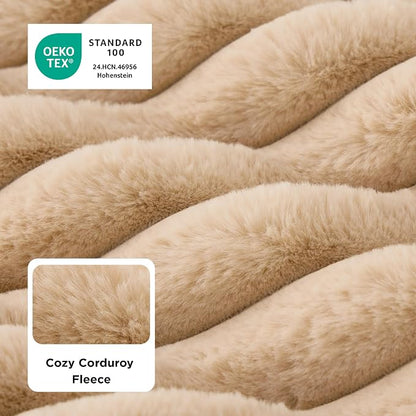 Bedsure ComfyFleece™ Fluffy Balanced Support Large Dog Bed for Crate,35x22 | Golden Ratio Chopped Foam & PP Cotton, Home Decor,Waterproof Liner, Removable Washable Cover, Nonslip Bottom,Sandy Beige
