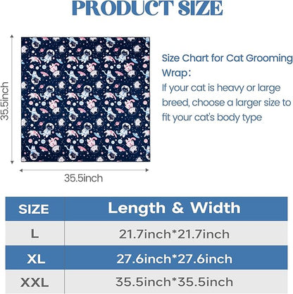 35.4" Cat Grooming Wrap, Cat Wrap for Cutting Nails, Anti-Scratch, Anti-Escape Calming Packaging, Cat Swaddle Wrap for Adult Cats, XX-Large