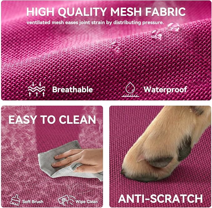 Cooling Elevated Dog Bed, Outdoor Raised Dog Beds, Medium Dogs Cot | Waterproof,W/Breathable Mesh, Pet Cot W/Portable Removable Bolster