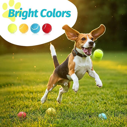 Prime Pets Tennis Balls for Dogs, 2.5 Inch, 12 Pack, Squeaky Dog Toy, Interactive Pet Fetch Ball for Medium and Large Dogs, Squeaky Dog Toys
