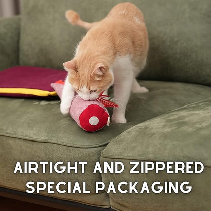 Large Cat Toy Dino, Catnip Matatabi Silvervine Filled Help Relief Stress Interactive Indoor Cat Kicker with Bell and Smell(Pink)