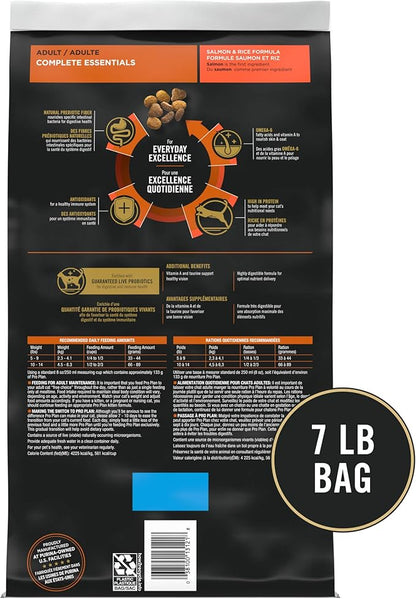 Purina Pro Plan High Protein Cat Food With Probiotics for Cats, Salmon and Rice Formula - 7 lb. Bag