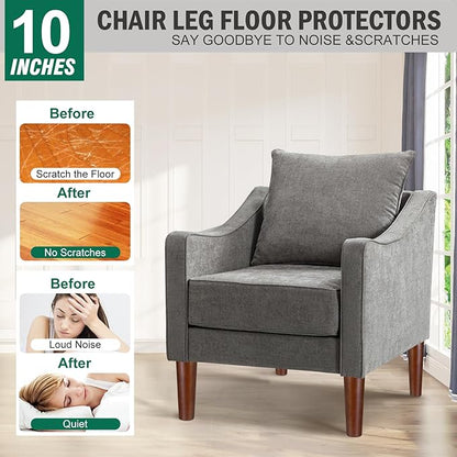 FoDau770 Brown Rubber Wood Furniture Legs 10 Inches, Straight Tapered Wood Feet Mid Century Sofa Legs Set of 4, 5/16" UNC Furniture Feet for Cabinet Couch Dresser Chair Ottoman Table