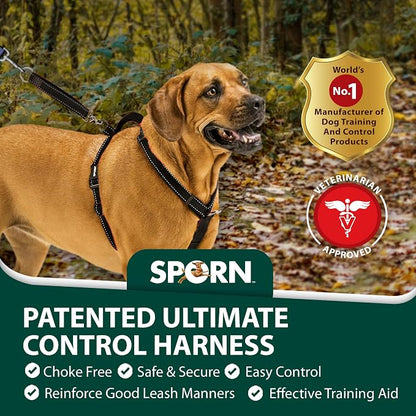 SPORN Ultimate Control No Pull Dog Harness for Small-Sized Dogs - 4-in-1 Adjustable Dog Harness with Front, Back & Dual-Clip Options & Emergency Grab Handle - Easy On/Off, Padded Comfort (Black, S)