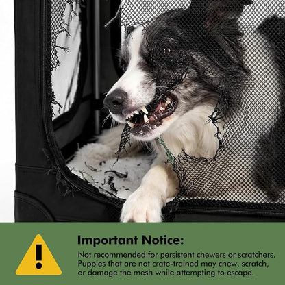 Veraste 42" Soft Collapsible Travel Dog Crate for Large Dogs,Black | 4-Door Foldable Travel Crate,breathable mesh, foldable with storage bag
