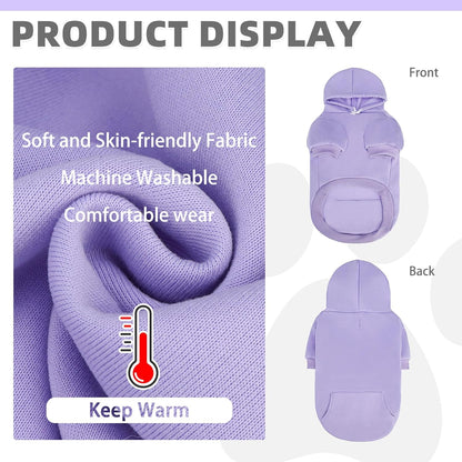 KOOLTAIL Basic Dog Hoodie - Soft & Warm Dog Hoodie Sweater with Leash Hole and Pocket, Pet Winter Coat, Cold Weather Clothes Sweatshirt for Small Medium Large Dogs Puppy Cat Boys Girls Lavender M