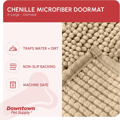 My Doggy Place Microfiber Dog Mat for Muddy Paws, 60" x 36" Oatmeal - Non-Slip, Absorbent and Quick-Drying Dog Paw Cleaning Mat, Washer and Dryer Safe - X-Large/Runner