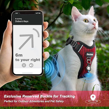 at Harness and Leash for Walking Escape Proof Soft Adjustable Cat Leash Breathable Honeycomb Structure Comfortable Vest Easy to Wear Kitten Harness for Outdoor Travel, Honeycomb Red, M