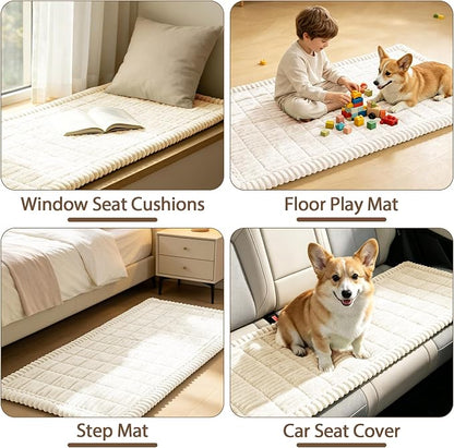 FUANGUI Waterproof Couch Cover Sofa Cover for Dogs and Pets Sofa Protector | Non-Slip Washable Fuzzy Soft Cat Bed Sofa Slipcover for 2-3 Cushion Couch Sofa Pet Friendly, Beige, 27.6" x 82.7", 1 pcs