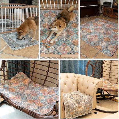 nunubaby 4PACK Washable Pee Pads for Dogs, Stylish, Non-Slip and Leak-Proof Pee Pads. Reusable Potty Pads for Dogs for Crates and Floors.(Brown/Multi,24" x36" )
