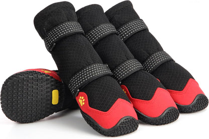 Dog Shoes for Hot Pavement Anti-Slip Dog Boots Waterproof Dog Shoes for Small to Large Dogs with Reflective Straps Pet Dog Boots for Hiking.4Pcs Soft Breathable Paw Protectors for Dogs