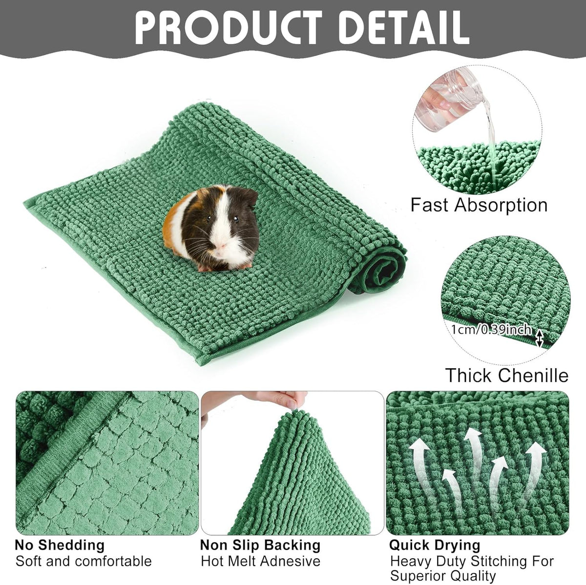 Amylove 4 Pcs Guinea Pig Cage Liner Guinea Pig Bedding Washable Fleece Pee Pads Reusable Small Animals Training Mat Small Animal Sleeping Bed for Bunny Hamster(Mixed Colors,12 x 12 Inch)