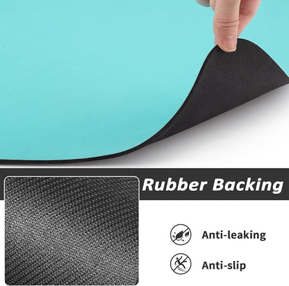 HotLive Dog Food Mat - Absorbent Cat Mat for Food and Water, No Stains Pet Feeding Bowl Mat, Easy to Clean Pet Placemats, Quick Dry Dog Water Dispenser Mat for Messy Drinkers | Paw Teal 12"x 19"