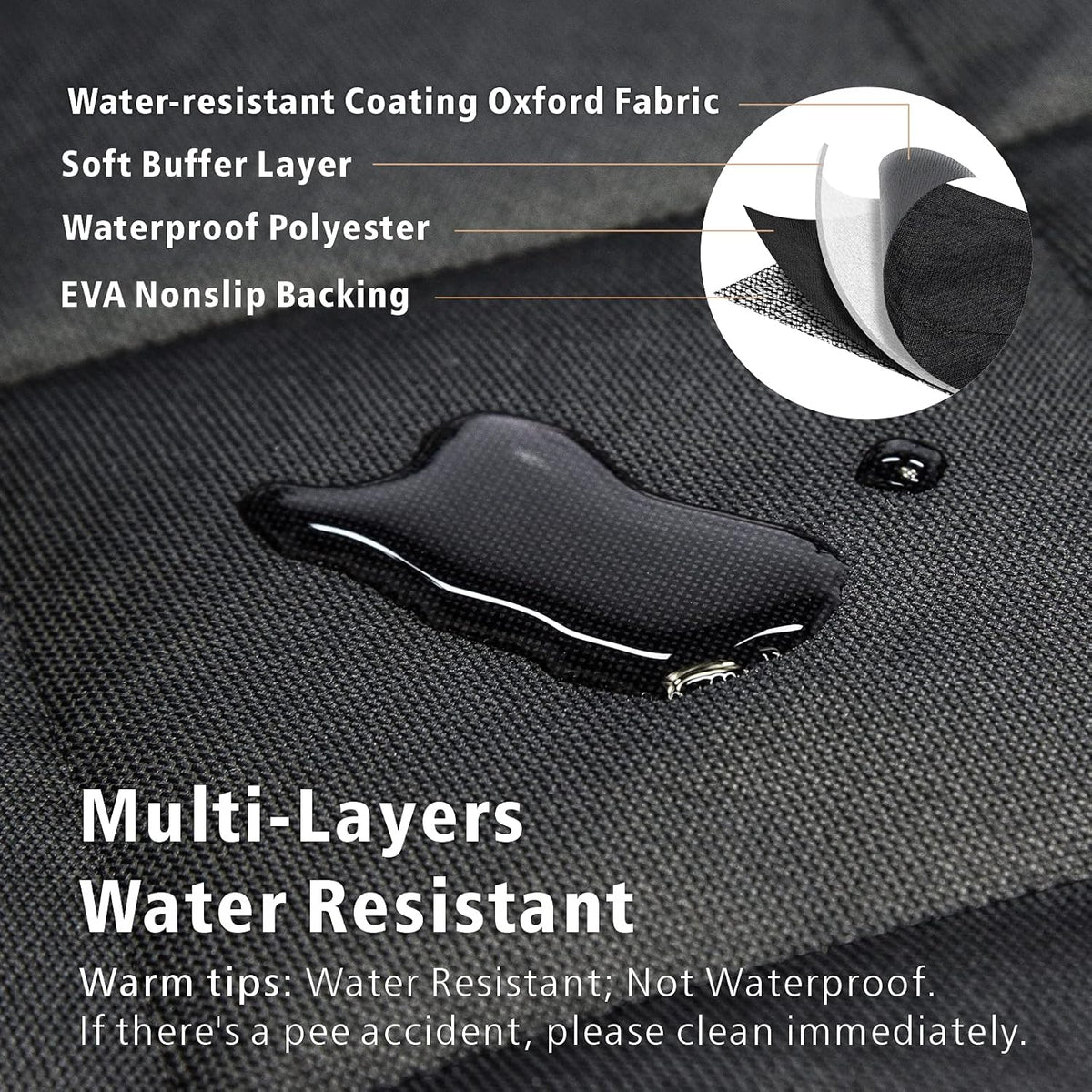 F-color SUV Cargo Liner for Dogs, Upgraded Extra Large Water Resistant Pet Cargo Cover Dog Seat Cover Mat for SUVs with Bumper Flap Protector, Non-Slip, Wear-Proof, Universal Fit, Black