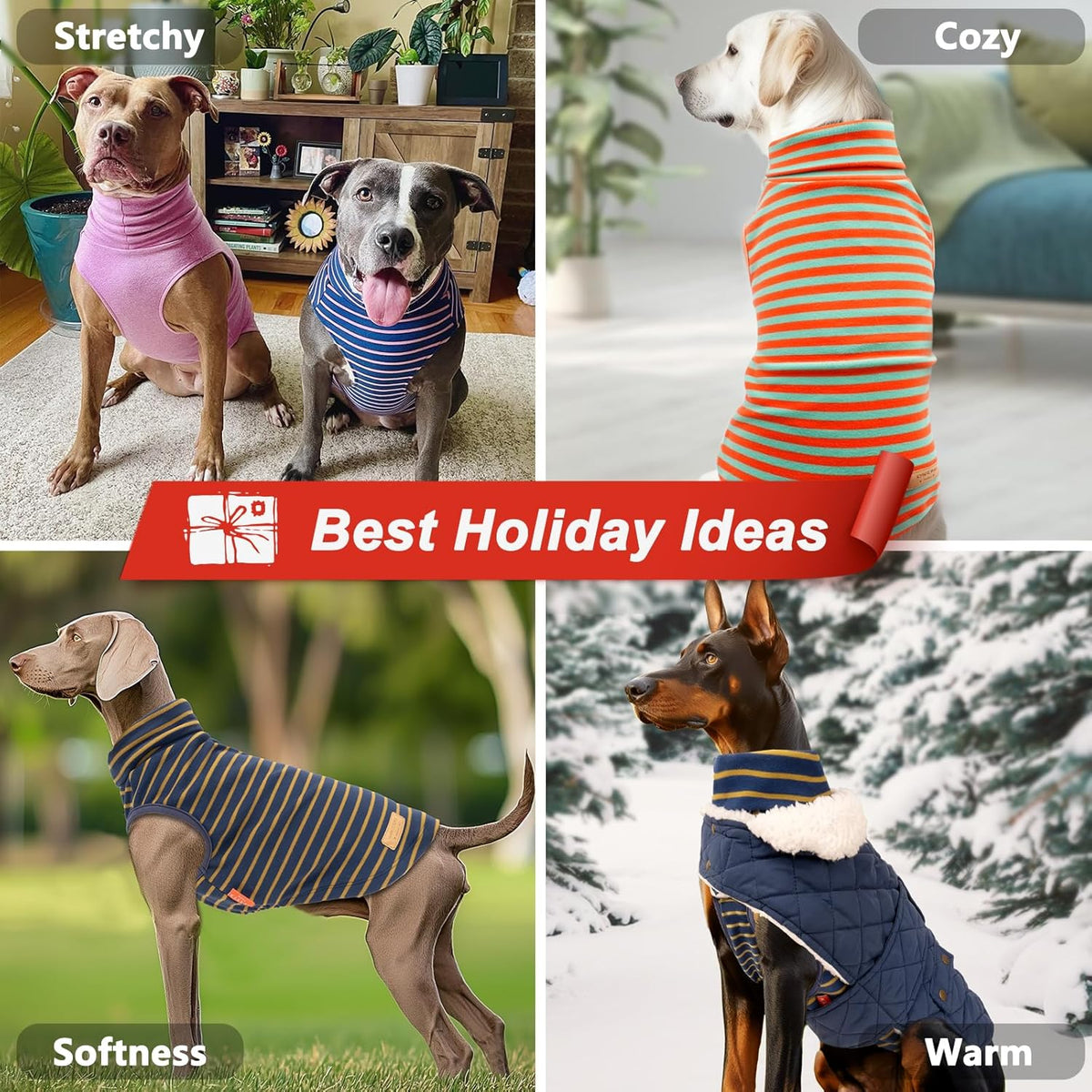KYEESE 2Pack Dog Sweater Pullover Clothes Soft Pet Sweatshirt Stretchy Pet Sweaters Large Size Pets Turtleneck Pets Coats Warm Dogs Clothes Dog Sweaters for Large Dogs