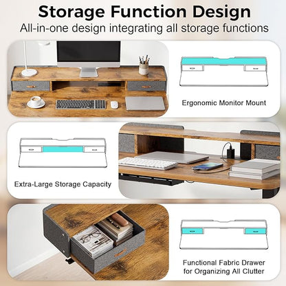 Electric Standing Desk with Drawers, 48 Inch Height Adjustable Desk with Power